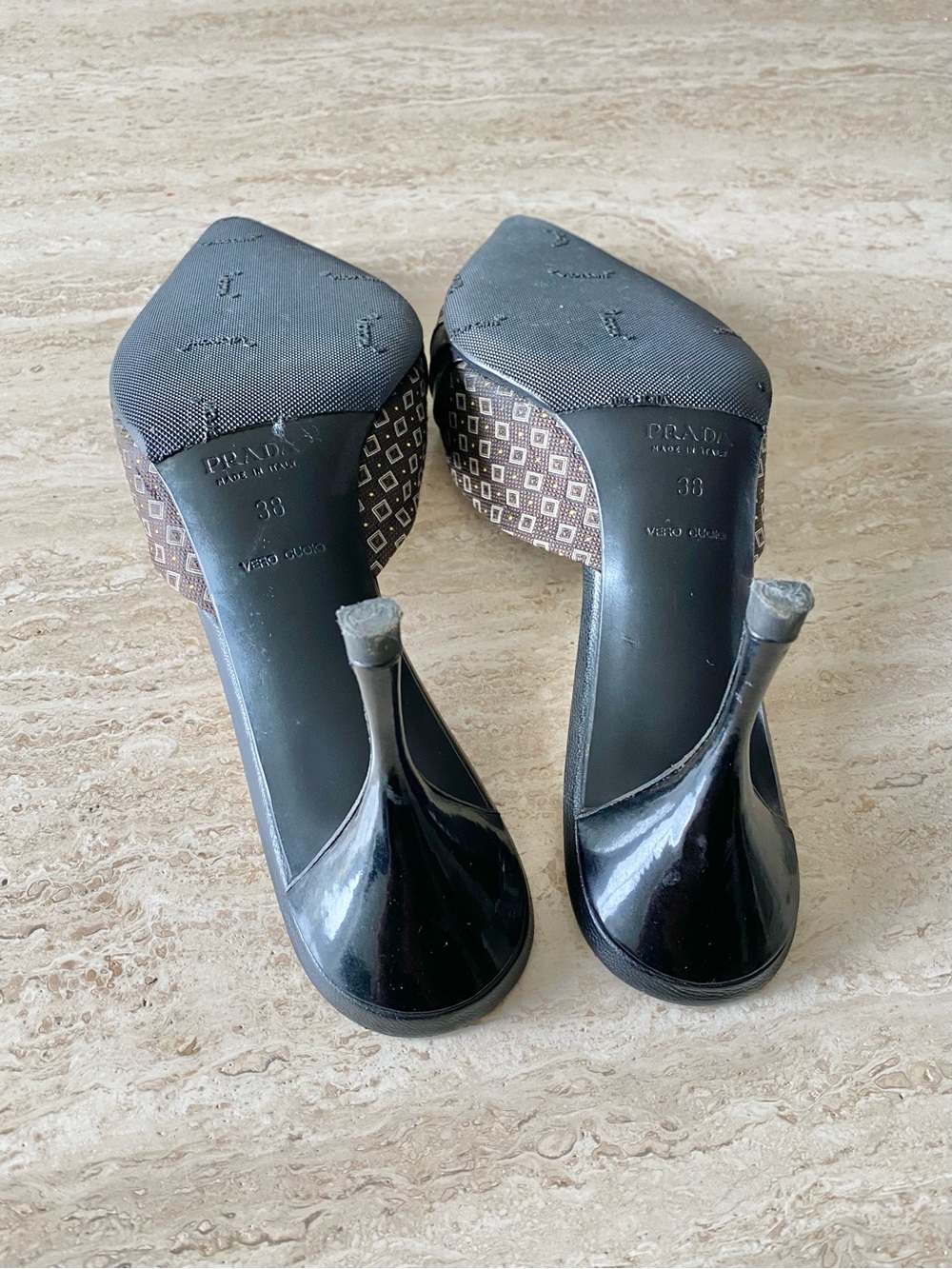 Vintage Prada Kimono Blossom Appliqué Mule Heels - Picture 11 of 11